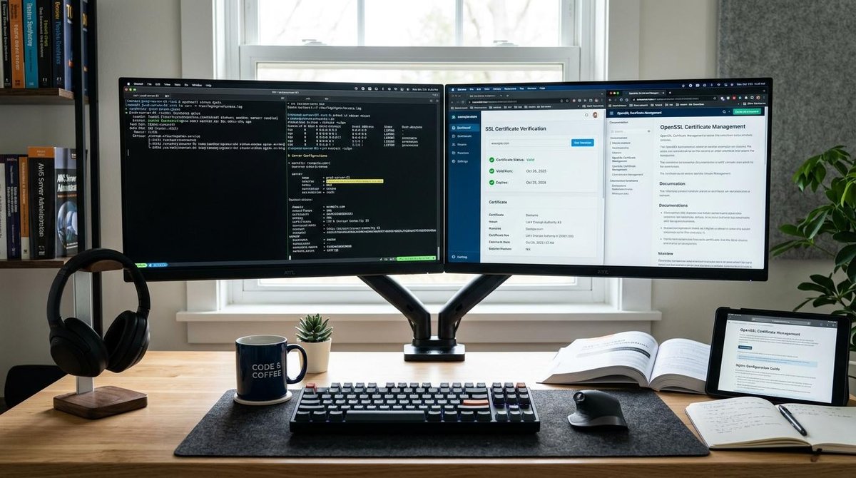 Computador de duas telas em uma mesa de escritório