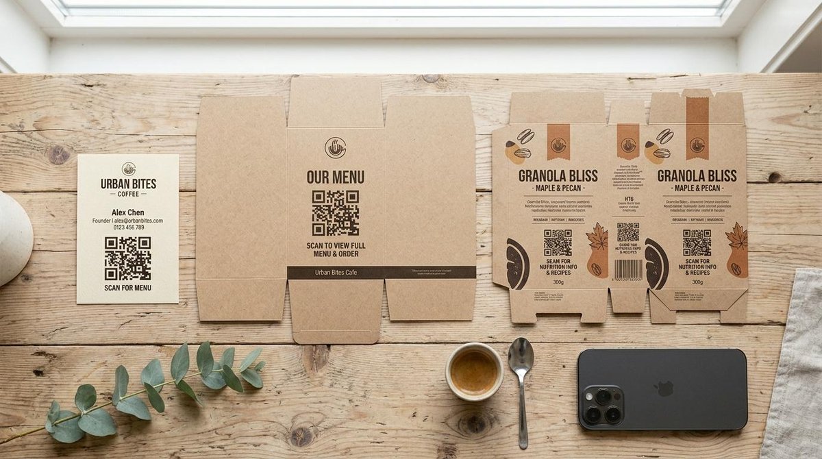 QR Code de empresa em cima de uma mesa