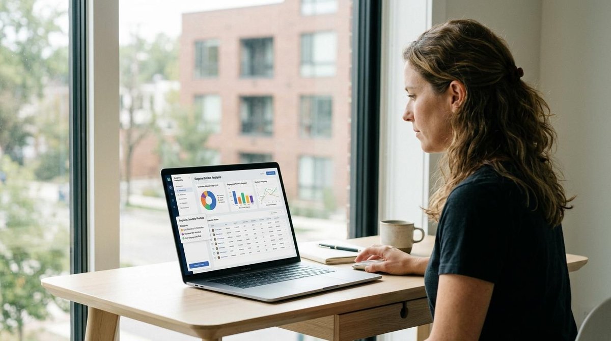 Mulher olhando gráficos em um computador